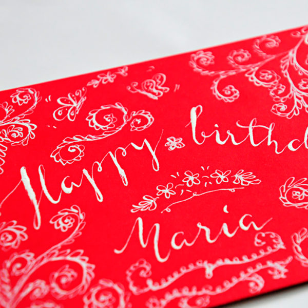 miss-red-fox - Umschlag für Geburtstagskarte - Lettering Kalligraphie