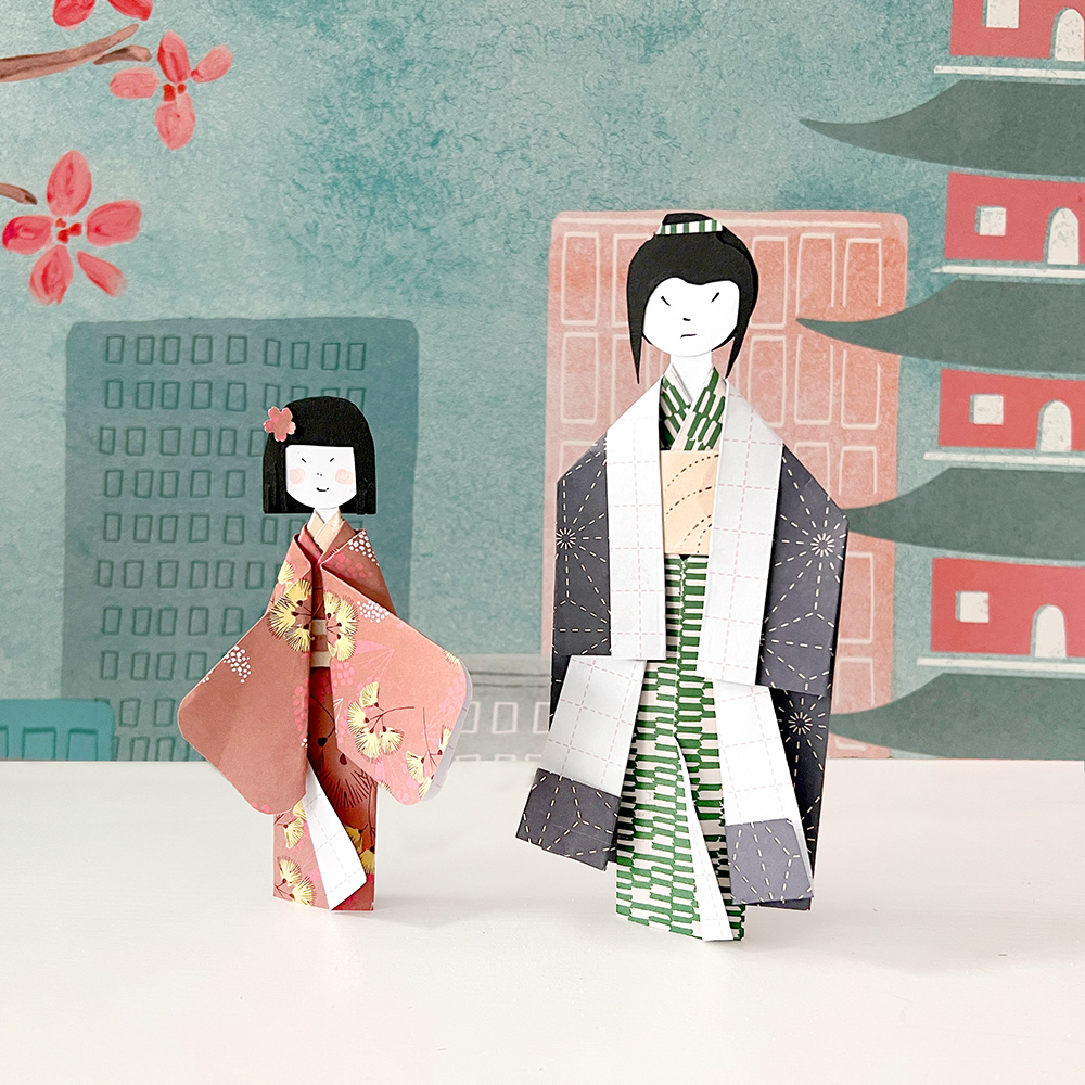 Origami Puppen / Kimono Lesezeichen